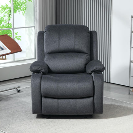 Microfibre Manual Reclining Armchair with Footrest - Black