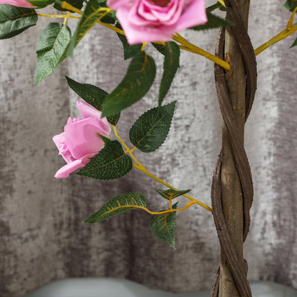 Set of 2 Artificial White Rose Plants in Pot 90cm - Purple