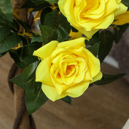 Set of 2 Artificial White Rose Plants in Pot 90cm - Yellow