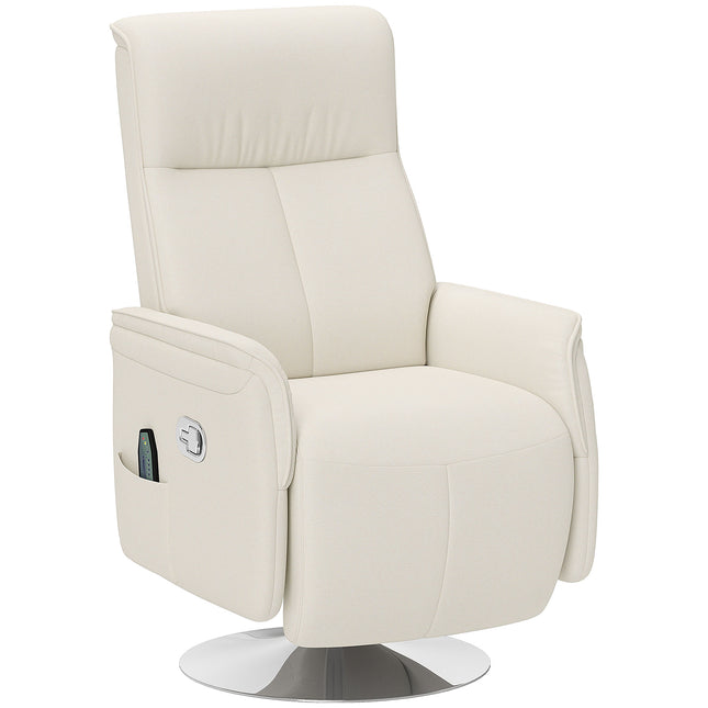 10-Point Massage Recliner Armchair with Footrest and Remote Control - Cream