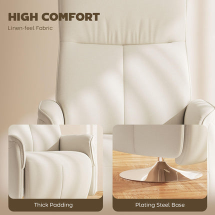 10-Point Massage Recliner Armchair with Footrest and Remote Control - Cream