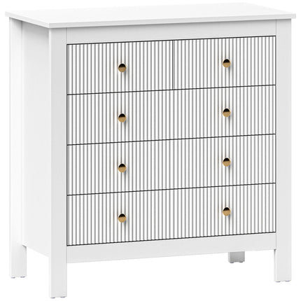 Elegant Five Drawer Chest with Gold Handles - White