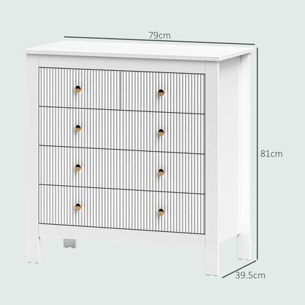 Elegant Five Drawer Chest with Gold Handles - White
