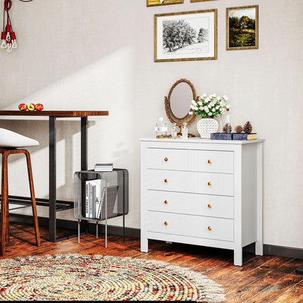 Elegant Five Drawer Chest with Gold Handles - White