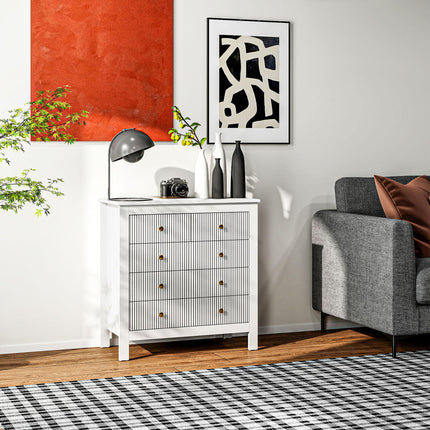 Elegant Five Drawer Chest with Gold Handles - White