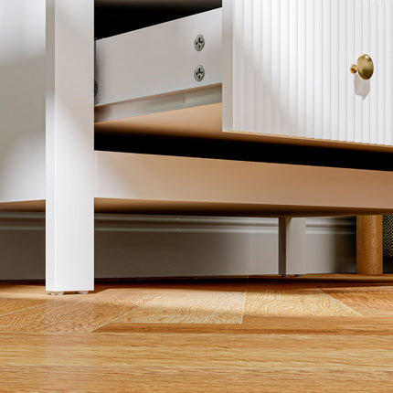 Elegant Five Drawer Chest with Gold Handles - White