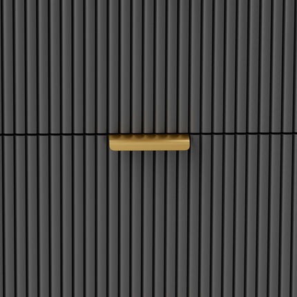 Elegant Four-Drawer Bedside Table with Gold Handles - Black