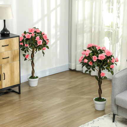 Set of 2 Artificial 90cm Pink Rose Plants in Pot for Indoor Outdoor Decor - Pink