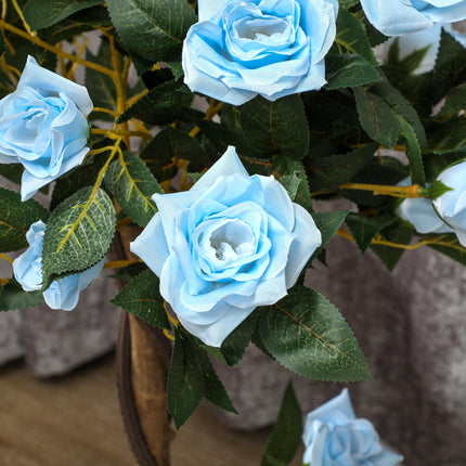 Set of 2 Artificial White Rose Plants in Pot 90cm - Light Blue