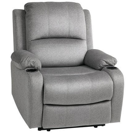Microfibre Manual Reclining Armchair with Footrest - Grey