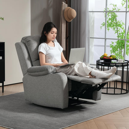 Microfibre Manual Reclining Armchair with Footrest - Grey