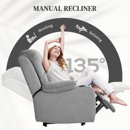 Microfibre Manual Reclining Armchair with Footrest - Grey