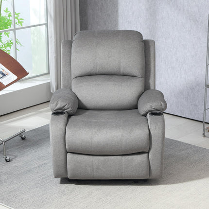 Microfibre Manual Reclining Armchair with Footrest - Grey
