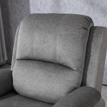 Microfibre Manual Reclining Armchair with Footrest - Grey