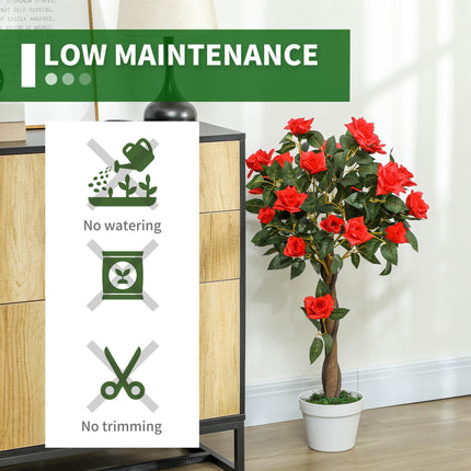 Set of 2 Artificial White Rose Plants in Pot 90cm - Orange
