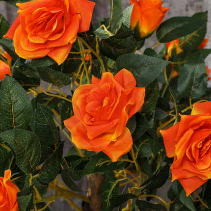 Set of 2 Artificial White Rose Plants in Pot 90cm - Orange