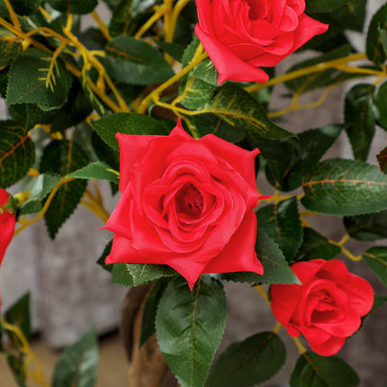 Set of 2 Artificial White Rose Plants in Pot 90cm - Red