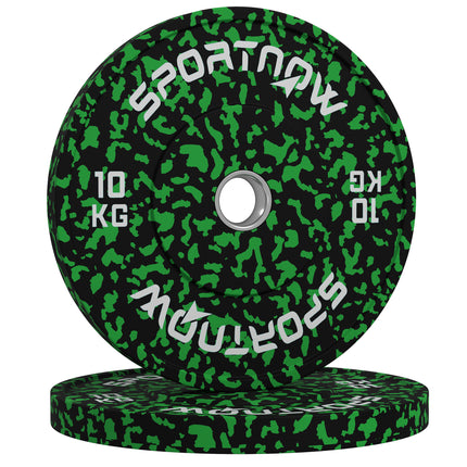 Olympic Solid Rubber Bumper Weight Plates Set 2 x 10kg 2" Hole - Green