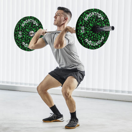 Olympic Solid Rubber Bumper Weight Plates Set 2 x 10kg 2" Hole - Green
