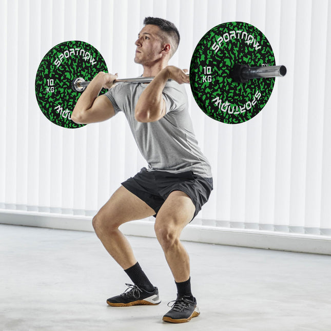 Olympic Solid Rubber Bumper Weight Plates Set 2 x 10kg 2" Hole - Green
