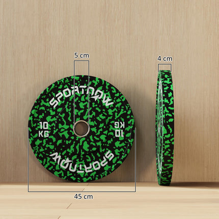 Olympic Solid Rubber Bumper Weight Plates Set 2 x 10kg 2" Hole - Green
