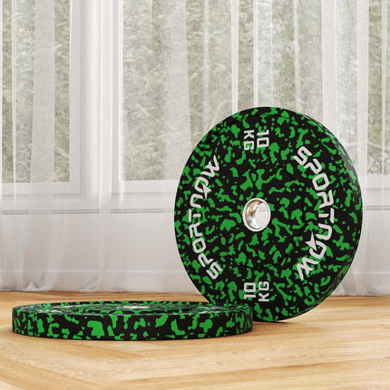 Olympic Solid Rubber Bumper Weight Plates Set 2 x 10kg 2" Hole - Green