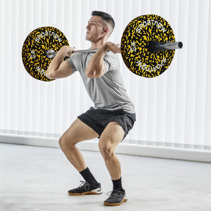 Olympic Solid Rubber Bumper Weight Plates Set 2 x 15kg 2" Hole - Yellow