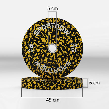 Olympic Solid Rubber Bumper Weight Plates Set 2 x 15kg 2" Hole - Yellow