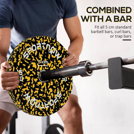 Olympic Solid Rubber Bumper Weight Plates Set 2 x 15kg 2" Hole - Yellow