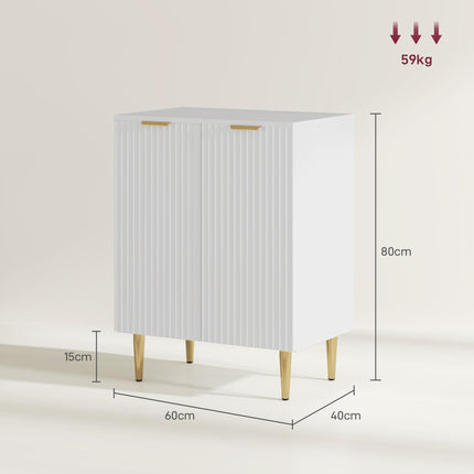 Adjustable Shelf Sideboard with Two Compartments - White