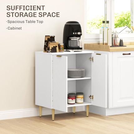 Adjustable Shelf Sideboard with Two Compartments - White