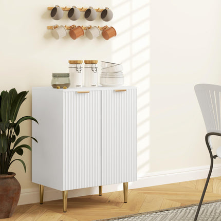 Adjustable Shelf Sideboard with Two Compartments - White