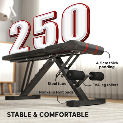 Foldable Weight Bench, Adjustable Incline Flat Bench Press with 6-Level Backrest, 4-Level Seat, Leg Extension for Home Gym Workout Full Body Strength Training