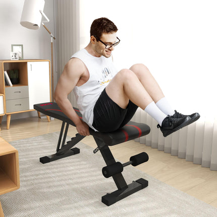 Foldable Weight Bench, Adjustable Incline Flat Bench Press with 6-Level Backrest, 4-Level Seat, Leg Extension for Home Gym Workout Full Body Strength Training