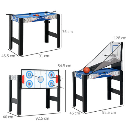 5 in 1 Kids Multi Games Table Combo - Pool, Table Tennis, Hockey, Basketball & Bow and Arrow - Blue