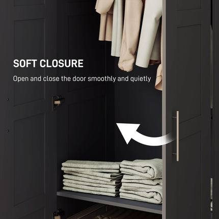 Double Paneled Wardrobe with Shelves 80W x 53.5D x 180H cm - Black