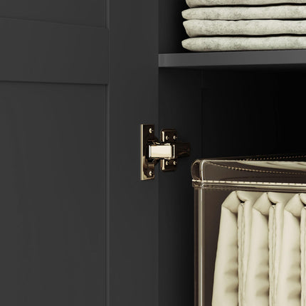 Double Paneled Wardrobe with Shelves 80W x 53.5D x 180H cm - Black
