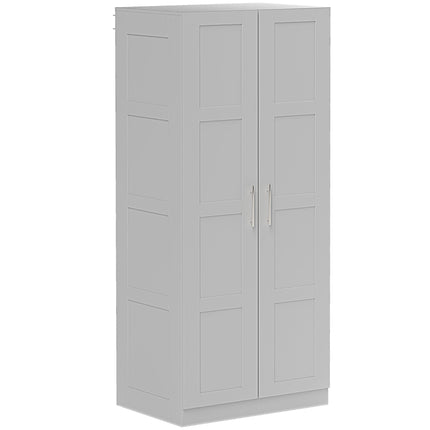 Double Paneled Wardrobe with Shelves and Soft Close Hinges - Grey