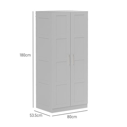 Double Paneled Wardrobe with Shelves and Soft Close Hinges - Grey