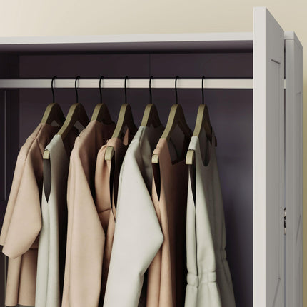 Double Paneled Wardrobe with Shelves and Soft Close Hinges - Grey