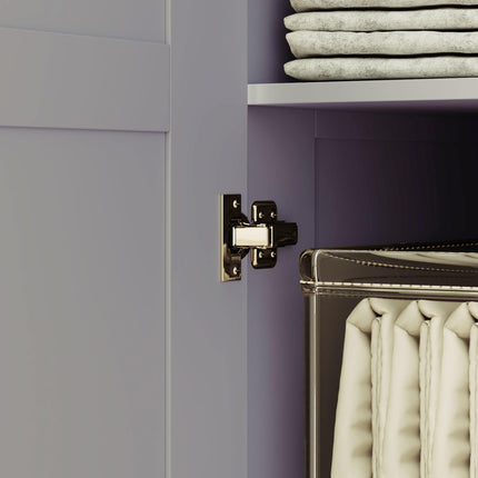 Double Paneled Wardrobe with Shelves and Soft Close Hinges - Grey