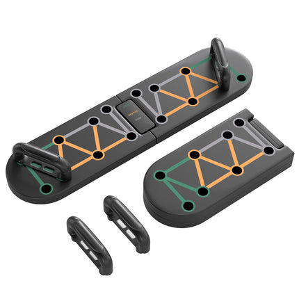 Foldable 11-in-1 Push Up Board with Non-Slip Pads for Arm, Shoulder & Chest Training - Black