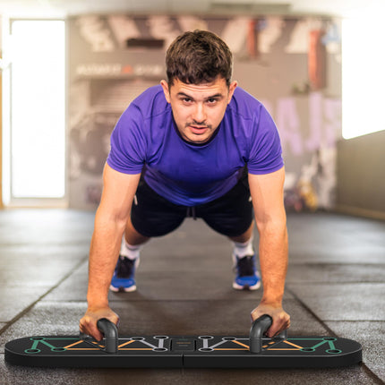 Foldable 11-in-1 Push Up Board with Non-Slip Pads for Arm, Shoulder & Chest Training - Black