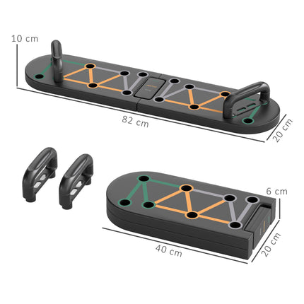 Foldable 11-in-1 Push Up Board with Non-Slip Pads for Arm, Shoulder & Chest Training - Black