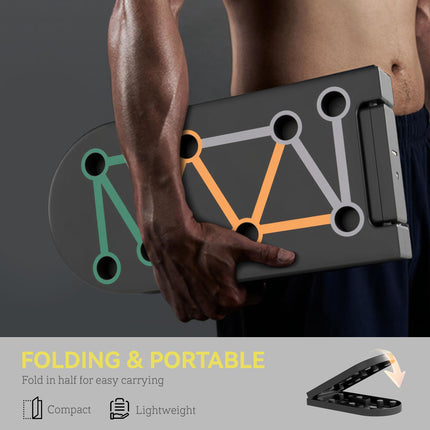 Foldable 11-in-1 Push Up Board with Non-Slip Pads for Arm, Shoulder & Chest Training - Black
