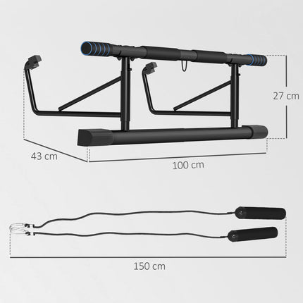 Pull-Up Bar, No-Drilling Chin-Up Bar, Push-Up Stand with Resistance Bands, Padde