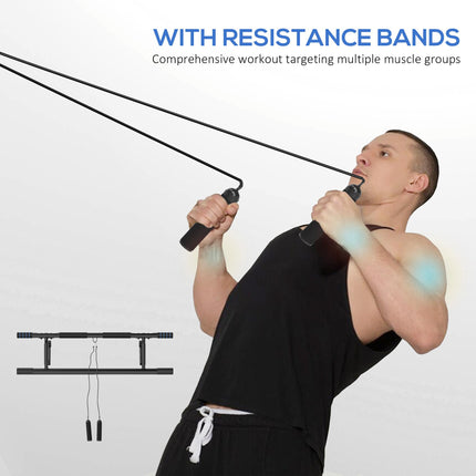 Pull-Up Bar, No-Drilling Chin-Up Bar, Push-Up Stand with Resistance Bands, Padde