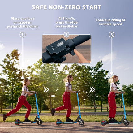 Folding Electric Scooter for Kids 6-14 with Dual Brakes, Front Suspension & LED Lights - Blue