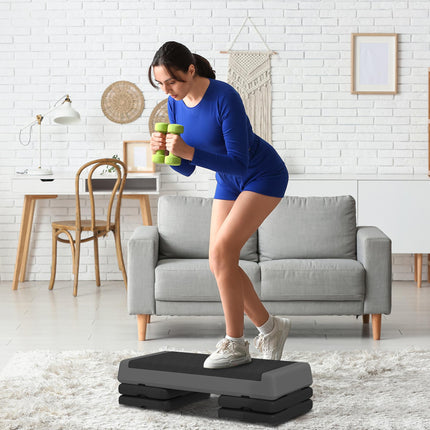 Adjustable Fitness Stepper with Non-Slip Surface 3 Height Levels for Home Gym - Grey