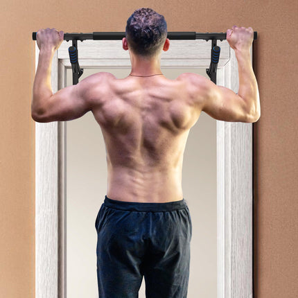 Pull-Up Bar Doorway with Resistance Bands and Padded Handles - Blue